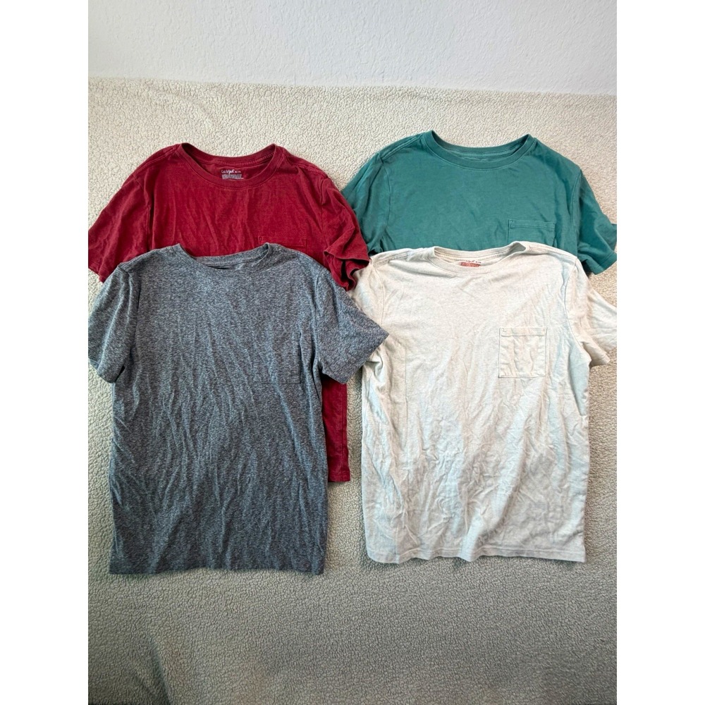 Cat & Jack Boys T-Shirt Lot Solid Pocket Crewneck Short Sleeve Size XL (14)
